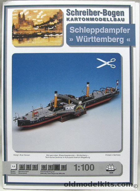 Schreiber-Bogen 1/100 Wurttemberg Elbe River Steam Tug, 554 plastic model kit